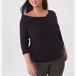 Lane Bryant Fitted Medium-Sleeve Asymmetrical Neck Pullover Sweater -Size 22/24